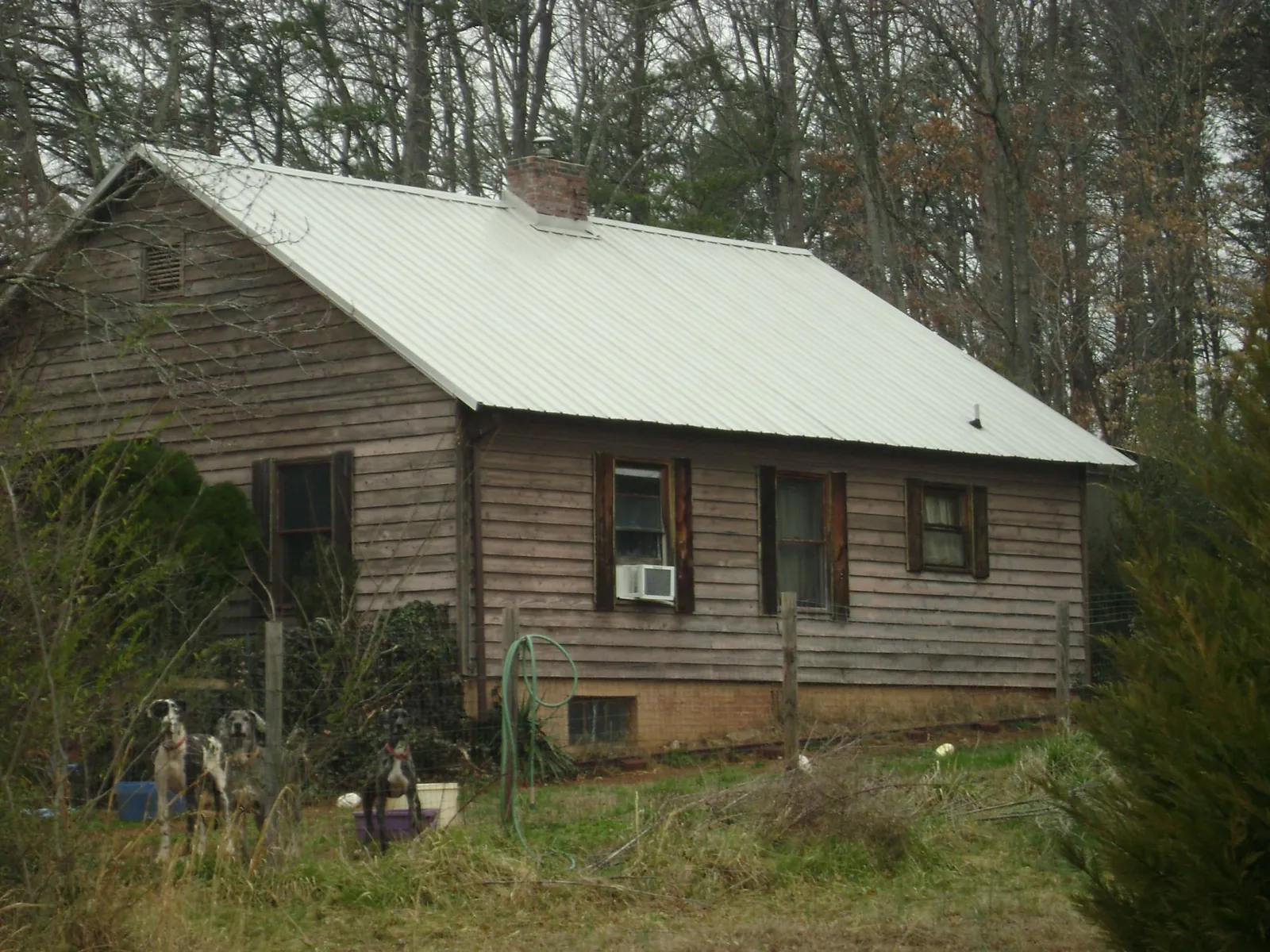 White metal roof on an old wood sided farmhouse, from a Metal Roof Installation job in Hornell